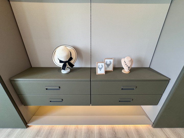 Leather drawer in walk-in closet